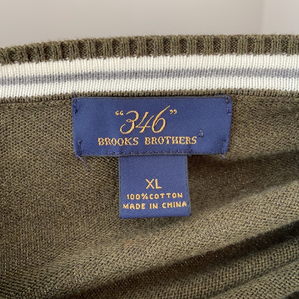 Brooks Brothers “346” 100% Cotton Green Sweater - Picture 5 of 8